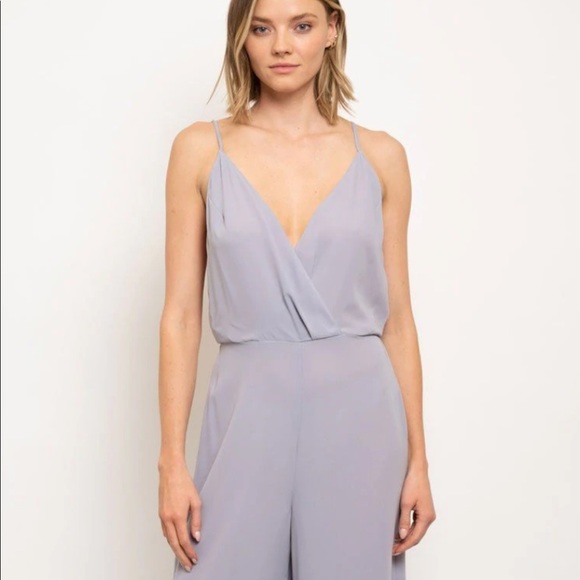 Grey Open-Back V-Neck Spaghetti Strap Jumpsuit - Picture 6 of 11